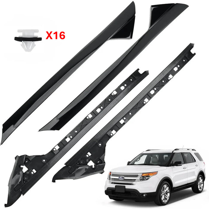 Moldura Platina Paral Parabrisas Ford Explorer 2011-2019 + Bases + Clips Juego X2