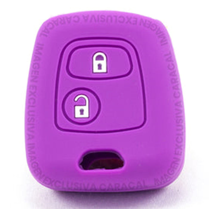 Forro Control Llave Silicone Peugeot 106 206 207 306 307 308 407 806 Partner 2 Botones 2003-2012 Purpura