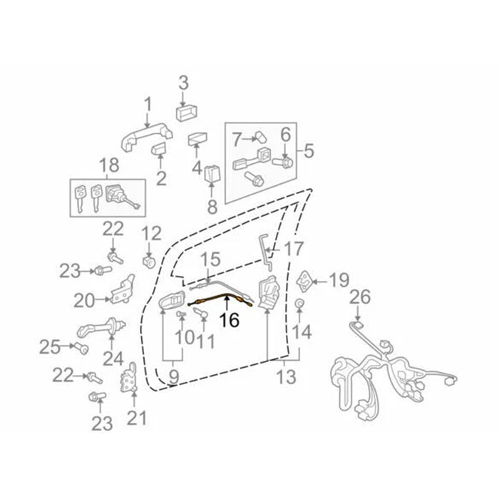 Guaya Cerradura Toyota Yaris Belta 2007-2016 Apertura Puerta Manilla Interna Delantera