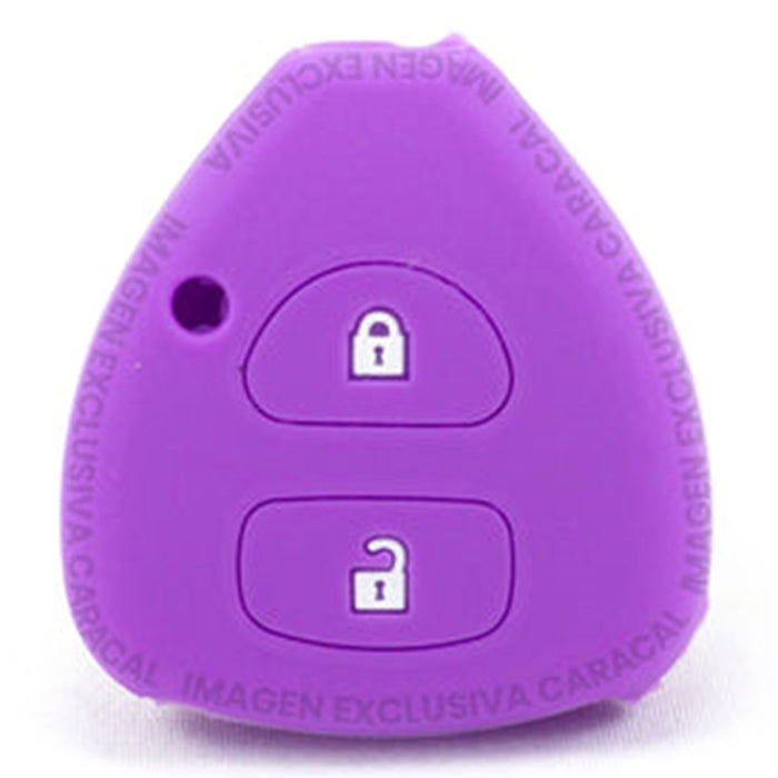 Forro Control Llave Silicone Toyota Yaris 2006-2011 2 Botones Purpura