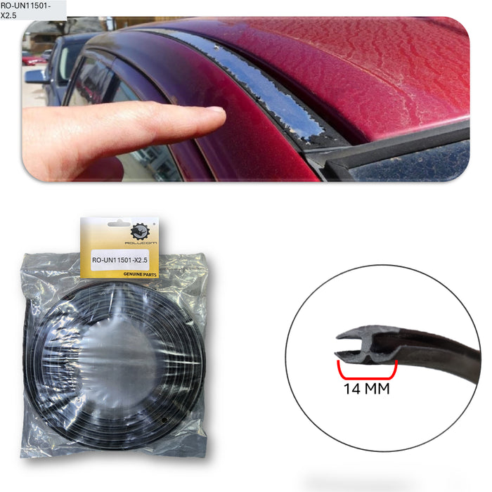 Goma Platina Moldura Canal Techo 14mm Universal Pack 2.5 Metros