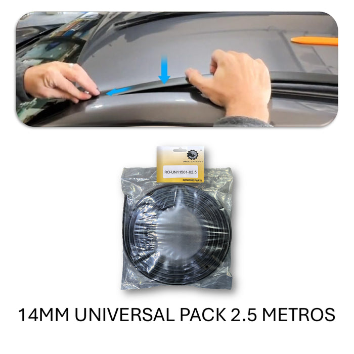Goma Platina Moldura Canal Techo 14mm Universal Pack 2.5 Metros
