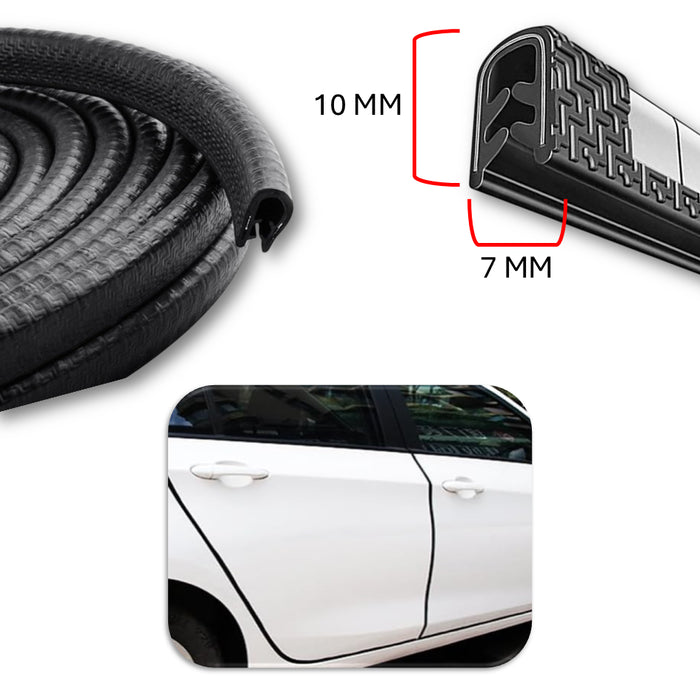 Goma Protector Filo Puerta Antichoque Con Lamina Universal Rollo Negro