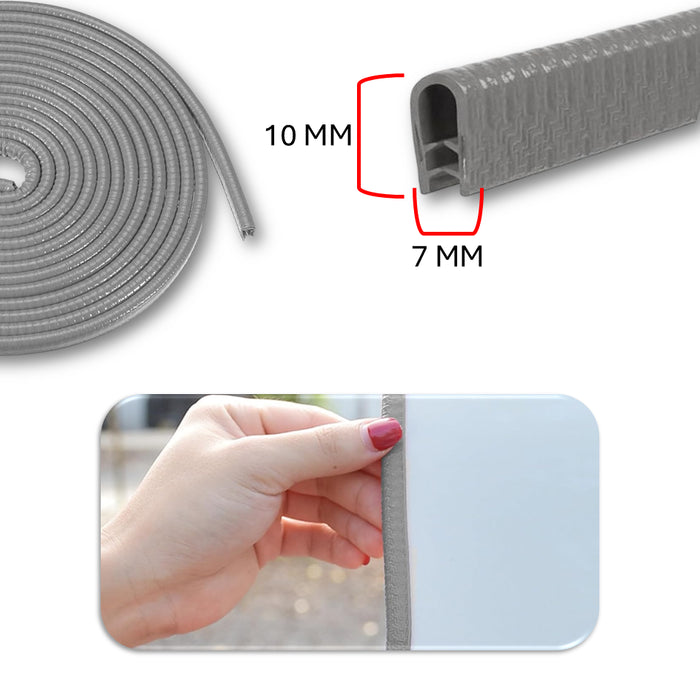 Goma Protector Filo Puerta Antichoque Con Lamina Universal Rollo Gris