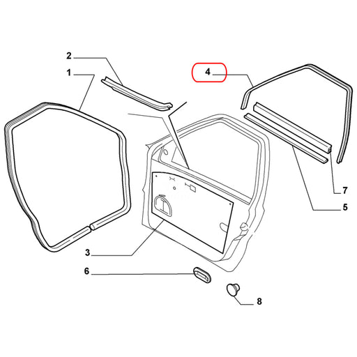 Goma Corredera Vidrio Fiat Siena Palio Dodge Forza 2008-2016 Delantero Izquierdo GOMA CORREDERA VIDRIO