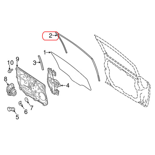 Goma Corredera Vidrio Ford Fiesta Titanium 2011-2019 Delantero Derecho GOMA CORREDERA VIDRIO