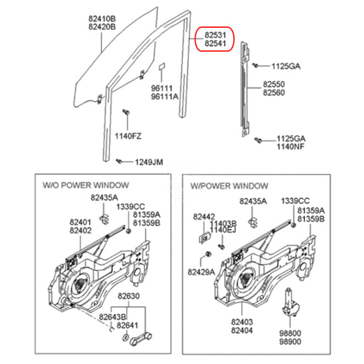 Goma Corredera Vidrio Hyundai Elantra 2001-2012 Delantero Derecho GOMA CORREDERA VIDRIO
