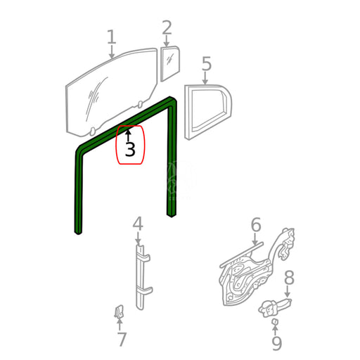 Goma Corredera Vidrio Hyundai Elantra 2001-2012 Trasero Izquierdo GOMA CORREDERA VIDRIO
