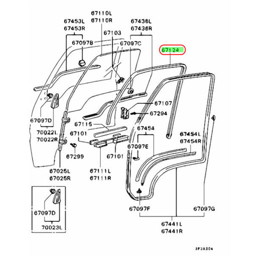 Goma Corredera Vidrio Mitsubishi L300 1995-2015 Delantero GOMA CORREDERA VIDRIO