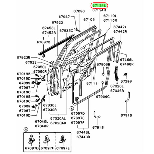 Goma Corredera Vidrio Mitsubishi Montero Dakar 1990-2009 Delantero Izquierdo GOMA CORREDERA VIDRIO