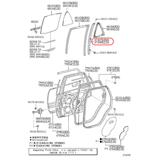 Goma Corredera Vidrio Toyota 4Runner 2003-2009 Trasero Derecho GOMA CORREDERA VIDRIO