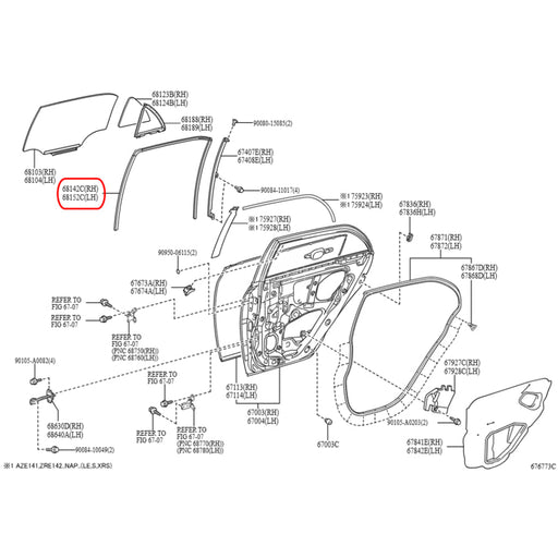 Goma Corredera Vidrio Toyota Corolla 2009-2014 Trasero Izquierdo GOMA CORREDERA VIDRIO