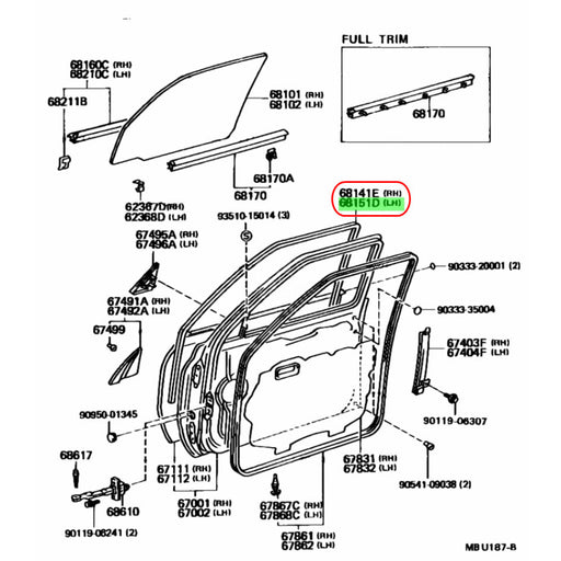 Goma Corredera Vidrio Toyota Land Cruiser Fj80 Burbuja Autana 1990-2009 Delantero Derecho GOMA CORREDERA VIDRIO