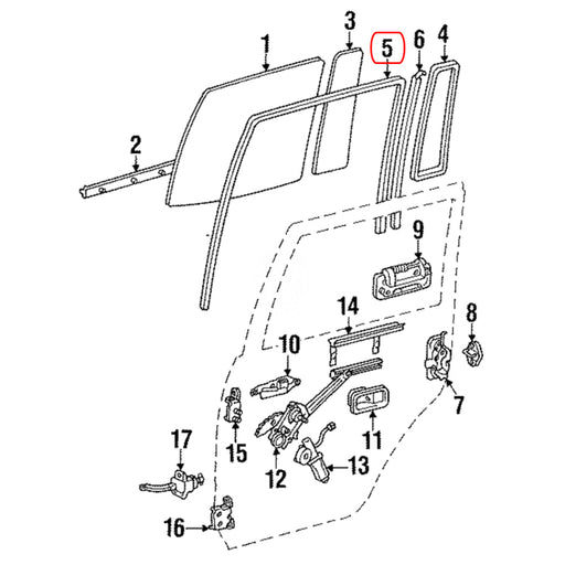 Goma Corredera Vidrio Toyota Land Cruiser Fj80 Burbuja Autana 1990-2009 Trasero Derecho GOMA CORREDERA VIDRIO