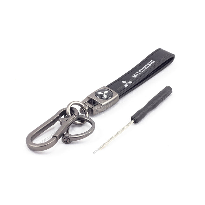 Llavero Lujo 100% Cuero Genuino Para Propietarios Vehiculos Mitsubishi LLAVERO CUERO