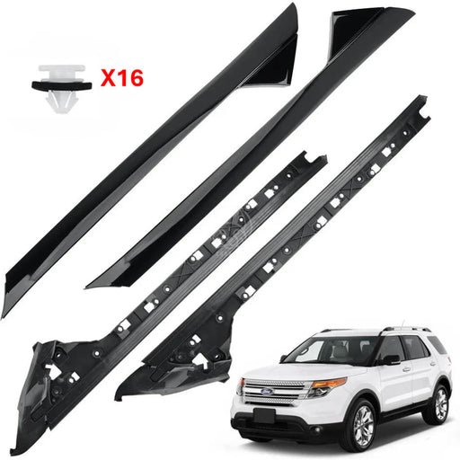 Moldura Platina Paral Parabrisas Ford Explorer 2011-2019 + Bases + Clips Juego X2 PILAR DECORATIVO