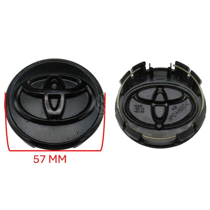 Tapa Centro Rin Toyota Yaris 2006-2014 Corolla 2009-2014 Negro Brillante 57Mm X4 TAPA RIN